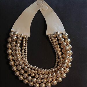 Gold 6 Strand Beaded Magnetic Statement Necklace